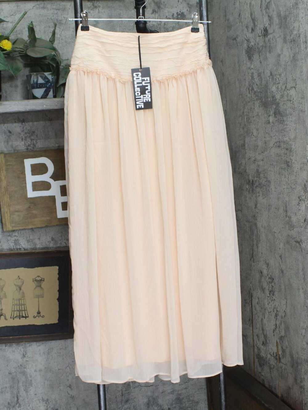 Orange Future Collective Mid Rise Crinkle Maxi Skirt 93253949 Peach 2